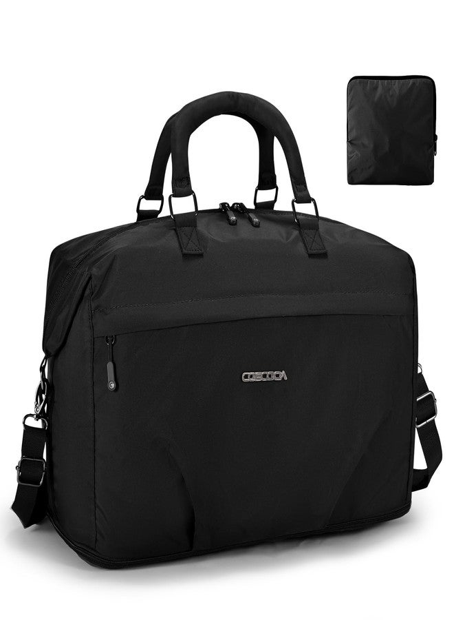 COSCOOA Travel Duffel Bag for Spirit Frontier Airlines Personal Item Bag 18x14x8 with Shoe Compartment Tote Carry on Luggage Expandable 20-35L Weekender Overnight for Women (Black) - Image 1